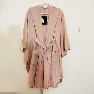NWT MaxMara 100% Cashmere Wrap Coat One Size Pink Kimono hoodie Pockets